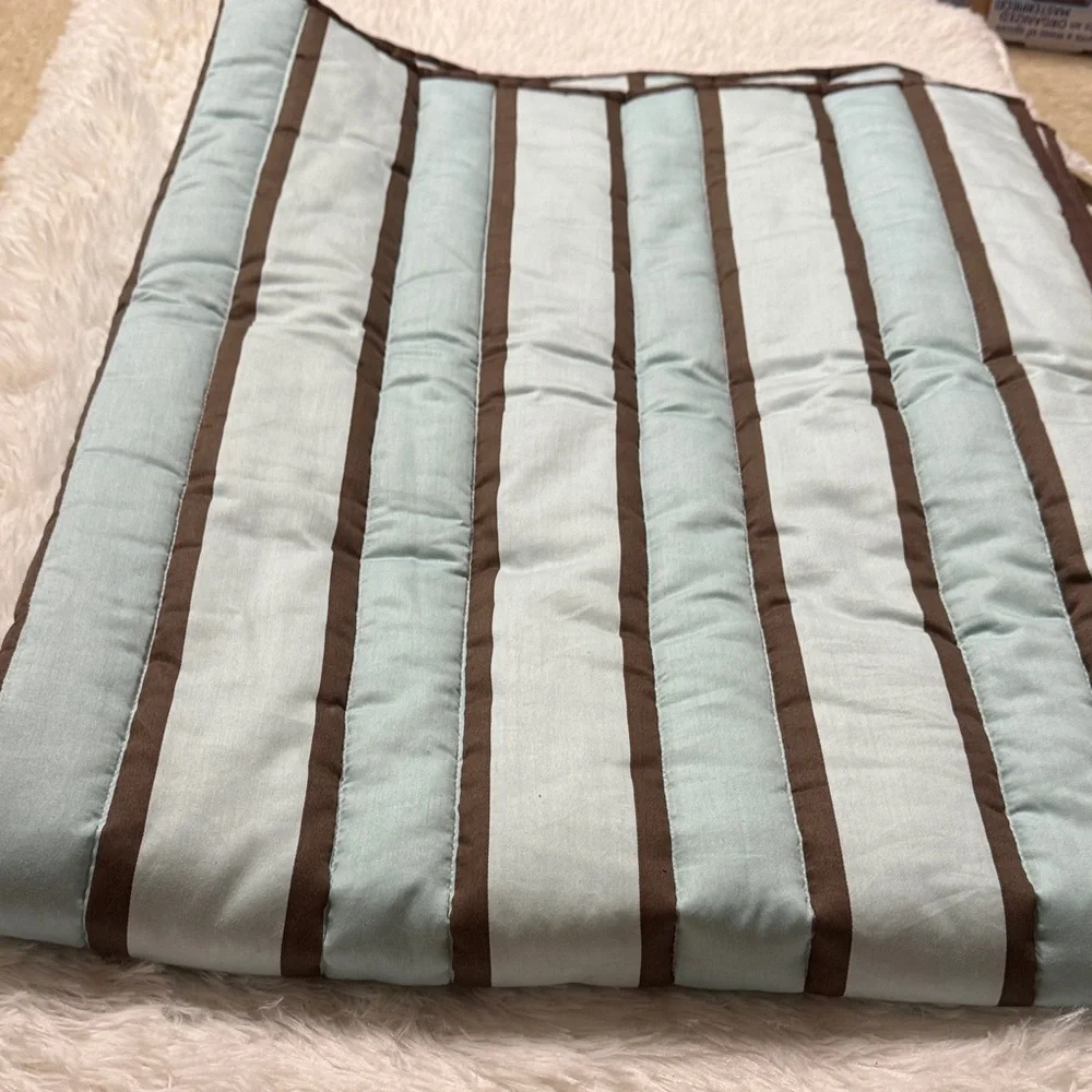 Restoration Hardware Aqua and Brown Striped Throw